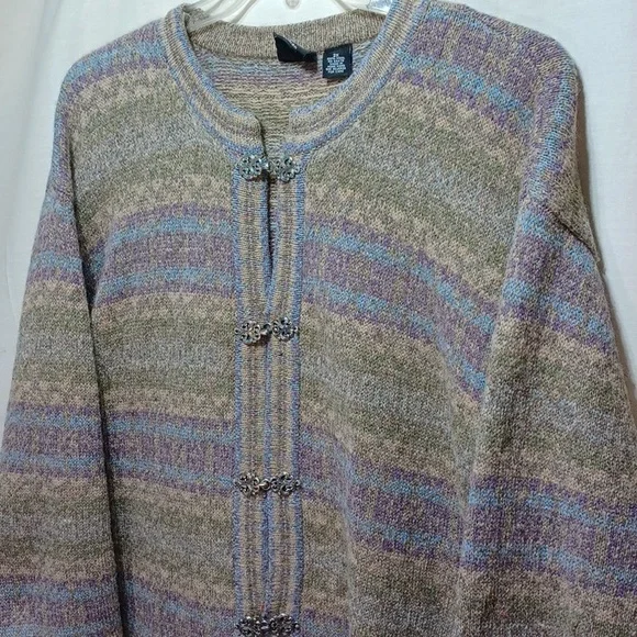 Vintage Nordic Design Sweater Wool Cardigan 2X Pastel - Picture 2 of 10